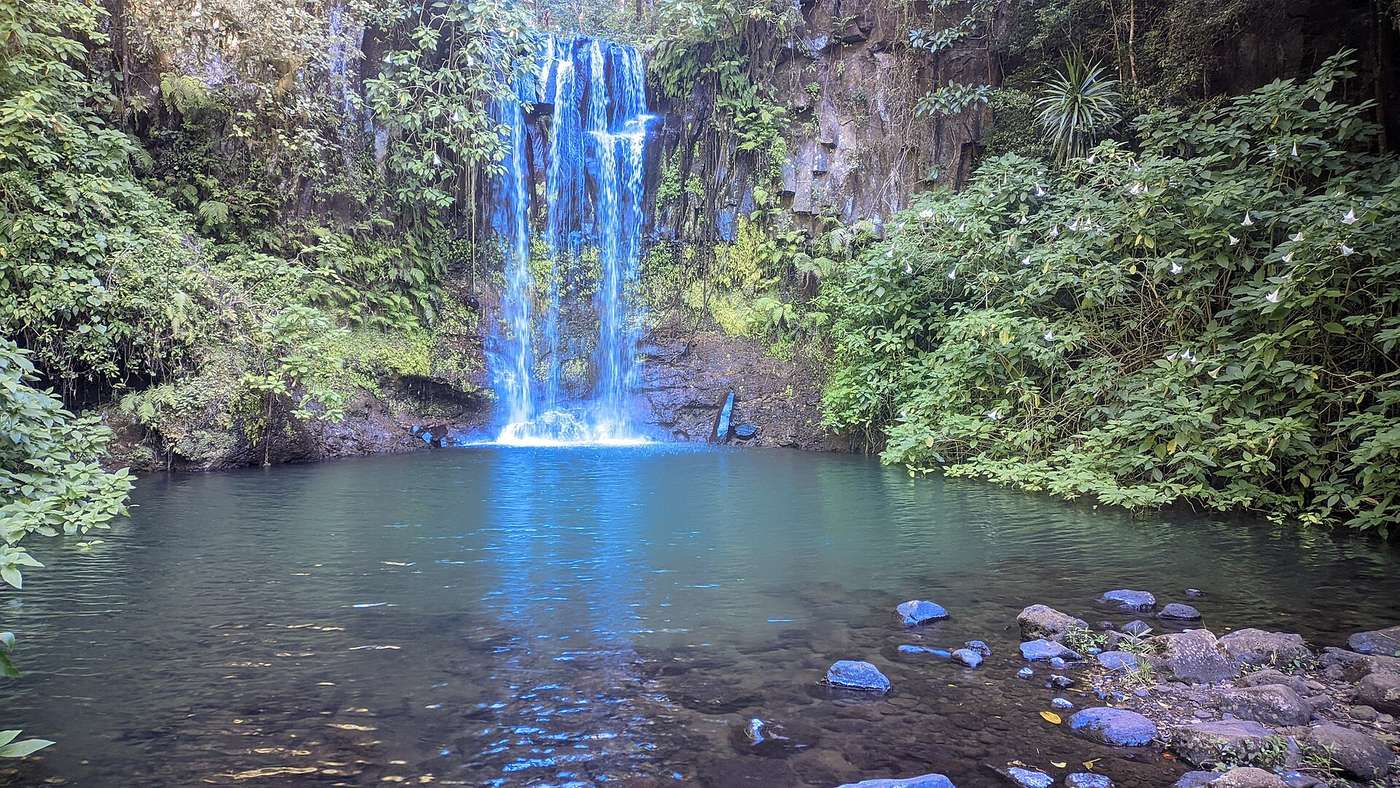 A sacred waterfall and pool in Montagne d'Ambre National Park