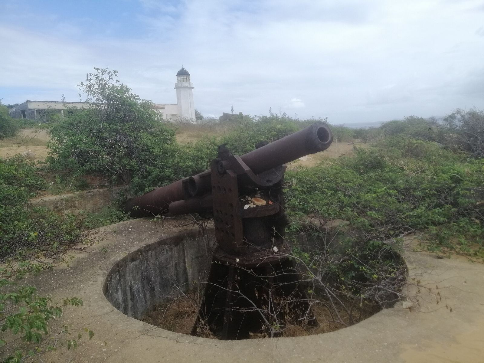 An old WWII gun battery and lighthouse on the headland