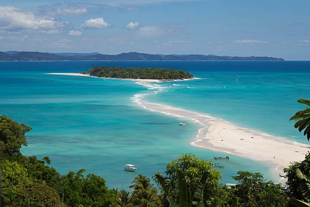 The white sandbar at Nosy Iranja