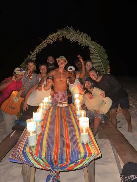 Candlelit dinner on the beach during an overnight stay at Nosy Iranja