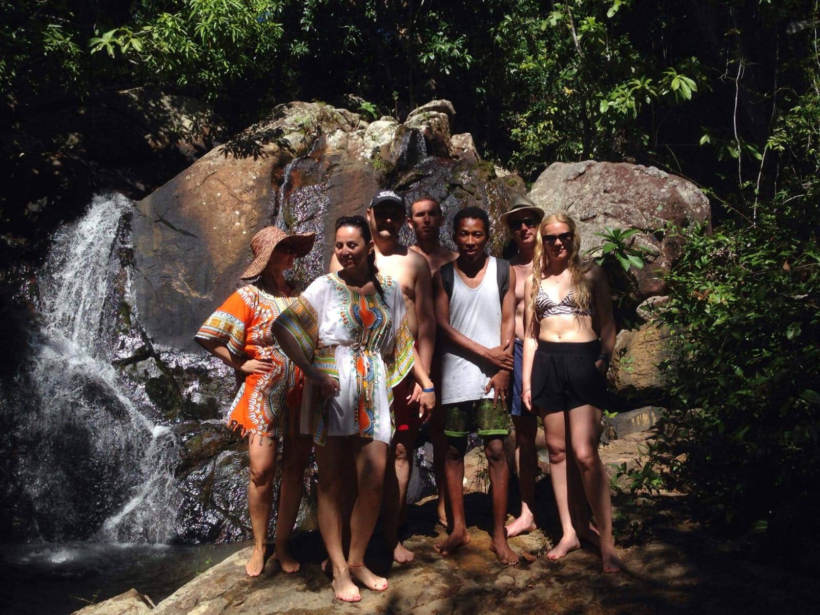 A small group with their Malagasy naturalist guide inside the Lokobe rainforest